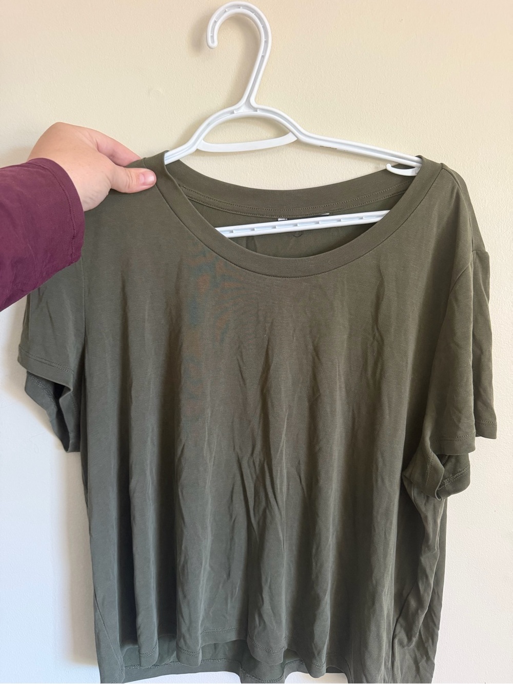 Monki Olive Green Relaxed Short Sleeve Tee